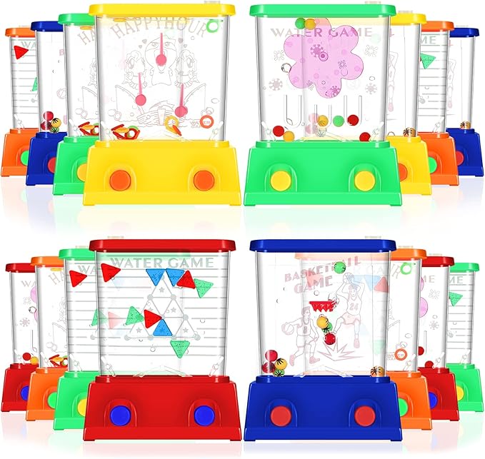 Zhanmai 16Pcs Handheld Water Games Mini Arcade Fish Ring Toss Basketball, Water Ring Toss Handheld Toys for Kids Adults, R...