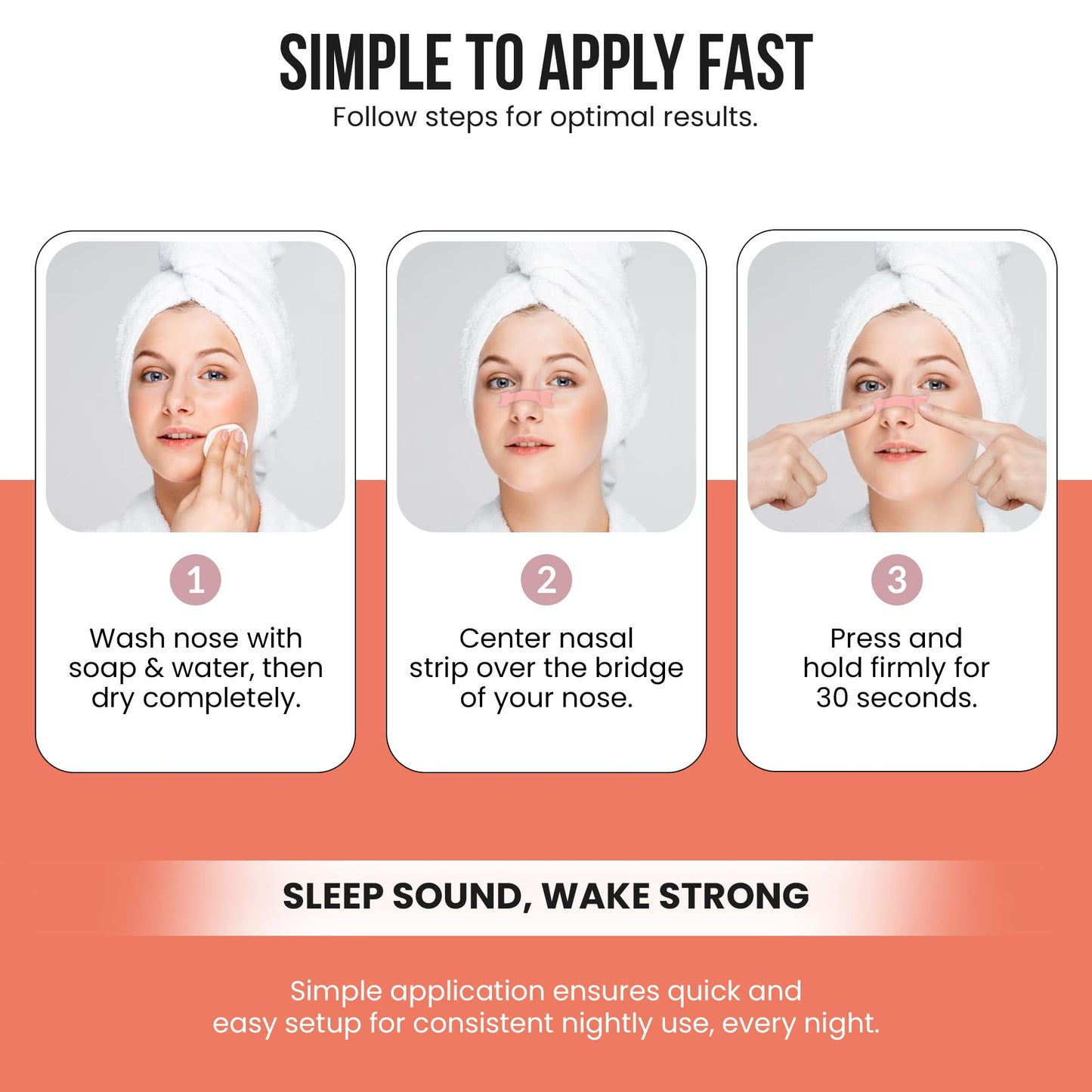 Slumbr Nasal Strips (60 Count) – Slim Fit Design for Smaller Noses – Extra-Strength Grid Adhesive – Nighttime Comfort, Clear Breathing & Consistent Sleep Routines (for Her – Pink)