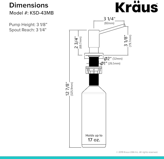 KRAUS Kitchen Soap and Lotion Dispenser in Matte Black, KSD-43MB