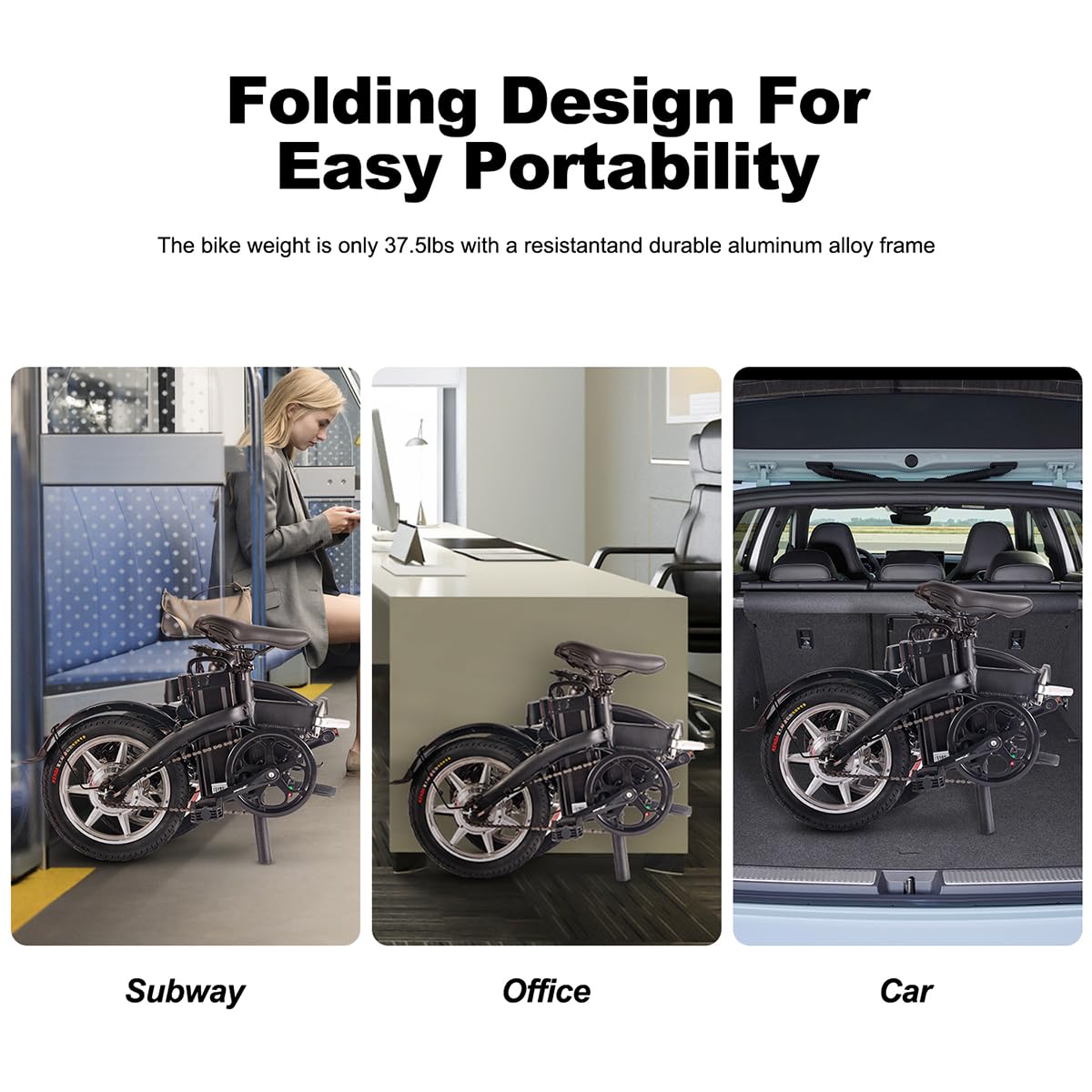 CEMOTO Electric Bike for Adults 350W Motor Folding Ebike 14" Adults Electric Bicycles 48V 10Ah Removable Battery UL2849 and GCC Certified up to 45 Miles