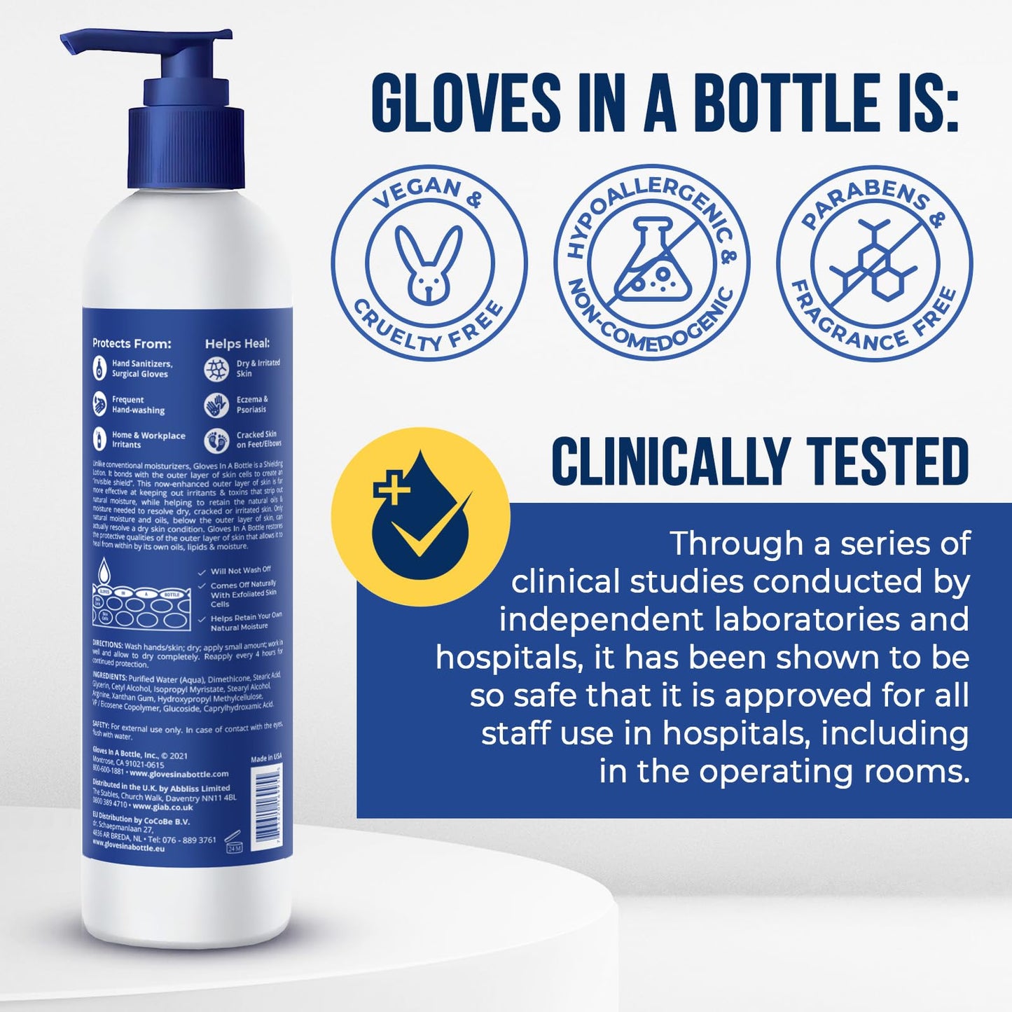 Gloves In A Bottle Working Hands Cream - Hypoallergenic Moisturizing Lotion for Severely Cracked Hands - Protective Hand Treatme