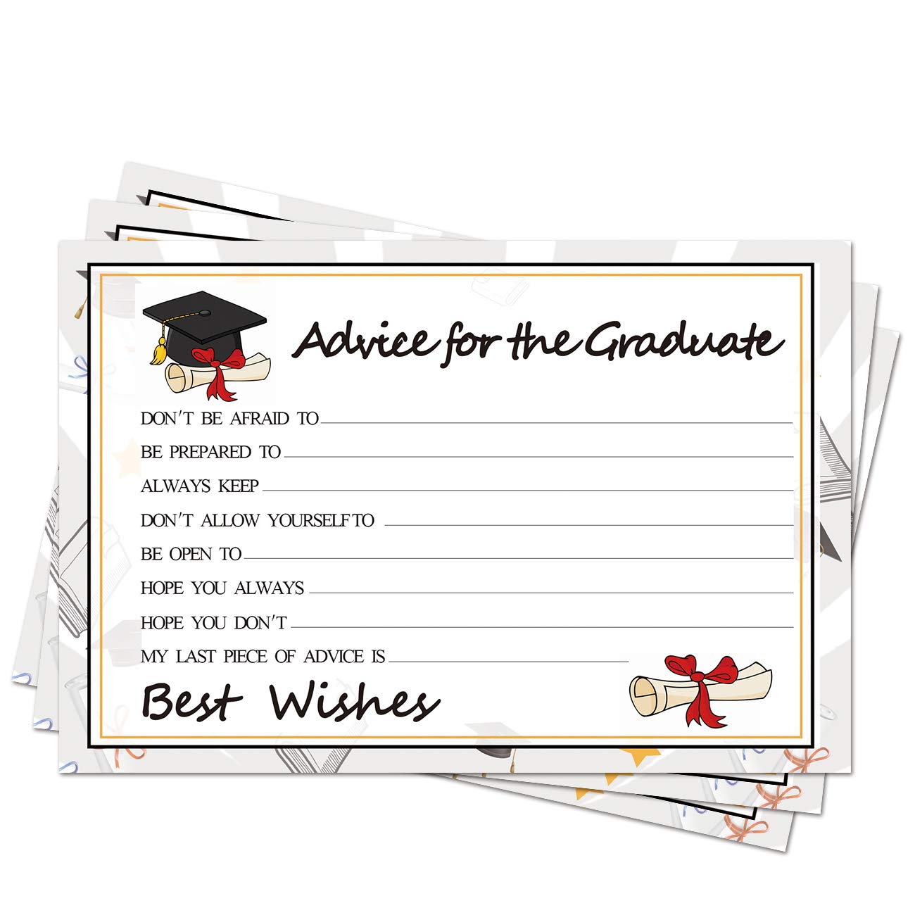 Graduation Wish Cards - 50PCs High School or College Graduation Advice Cards Supplies 2025 Decorations Grad Celebration Party Supplies for High School/College/Senior School