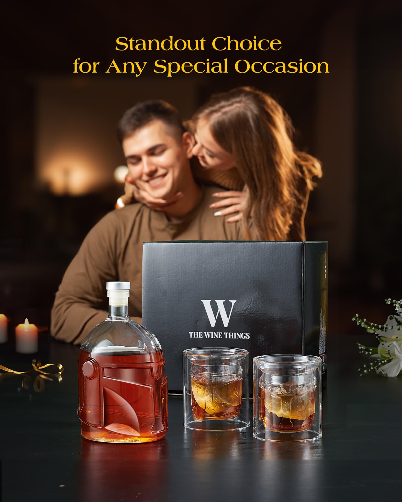 Galaxy Whiskey Decanter Sets with 2 Glasses for Men Dad, Unique Gift for fathers day, Husband, Boyfriend, Brother, Anniversary Memorial Day Birthday Gift Ideas, Cool Drinking Accessories for Home Bar