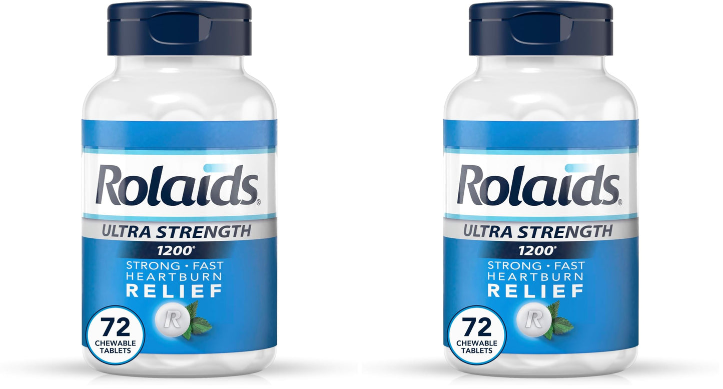 Rolaids Ultra Strength Antacid Chewable Tablets, Mint, 72-Count (Pack of 2)