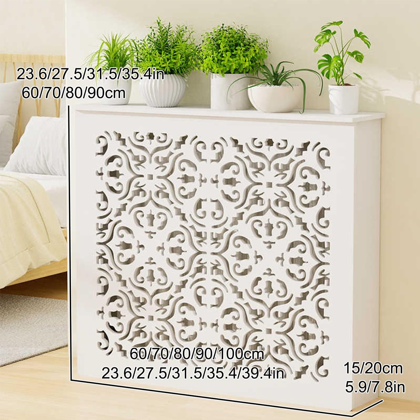 Modern Radiator Cover For Home, Radiator Cover Heating Cabinet, Space Decorative Heating Cabinet, for Home and Office Living Room Bedroom Furniture Decor Vented Safety(60x60x15cm/23.6x23.6x5.9in)