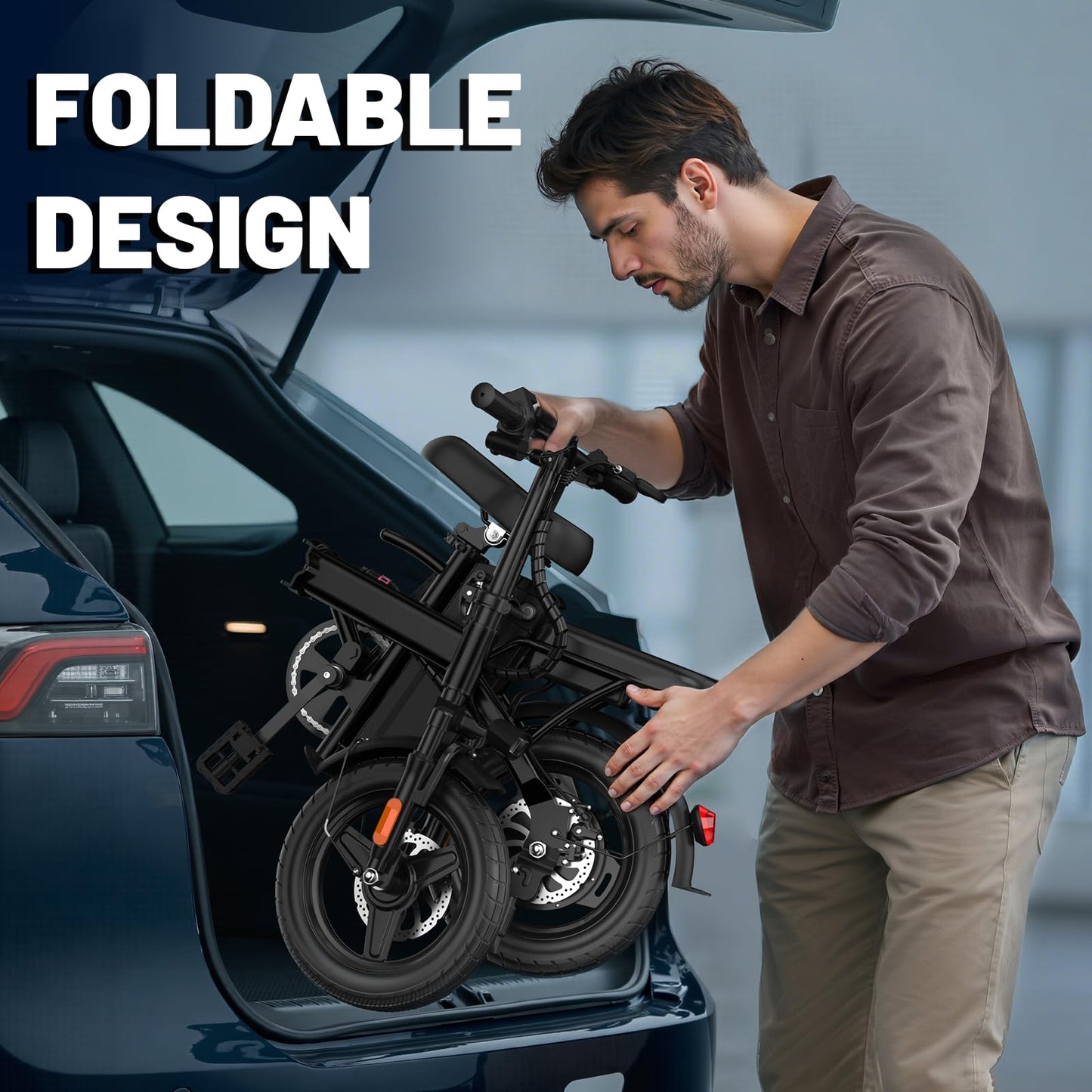 E14 E Bike Electric Bike for Adults 500W Motor, Folding Ebike 14" Adults Electric Bicycles, 48V 10Ah Removable Battery UL 2849 Certified, 30 Miles PAS Range, Mini E Bikes for Teens (E14 Black)