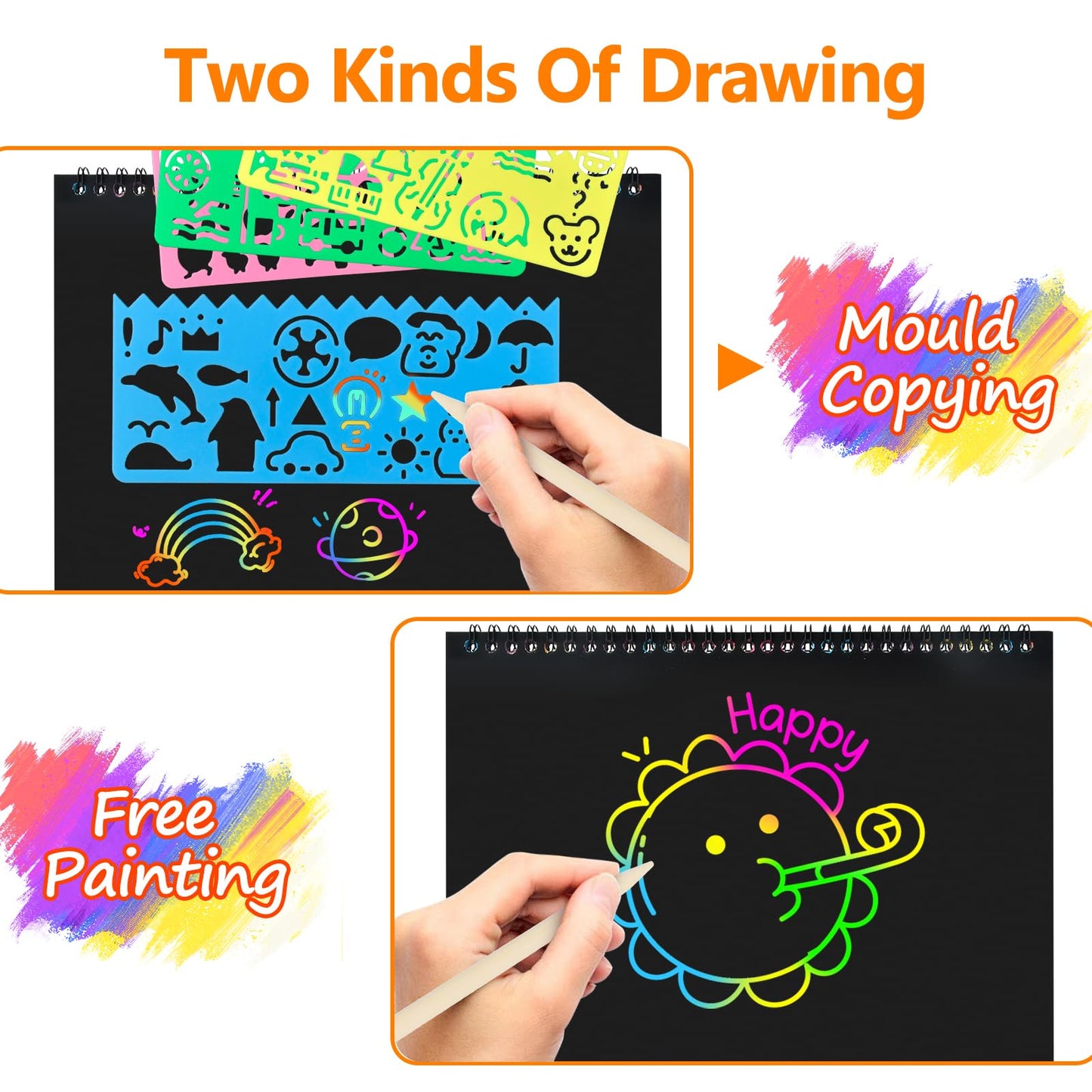 Stocking Stuffers for Kids: Scratch Paper Art Crafts Christmas Gifts Back to Girl School Teacher Supplies Game Party Favors Activities Toys for Teens Boy Ages 3-12 Years Old Valentines Birthday 2 Pack