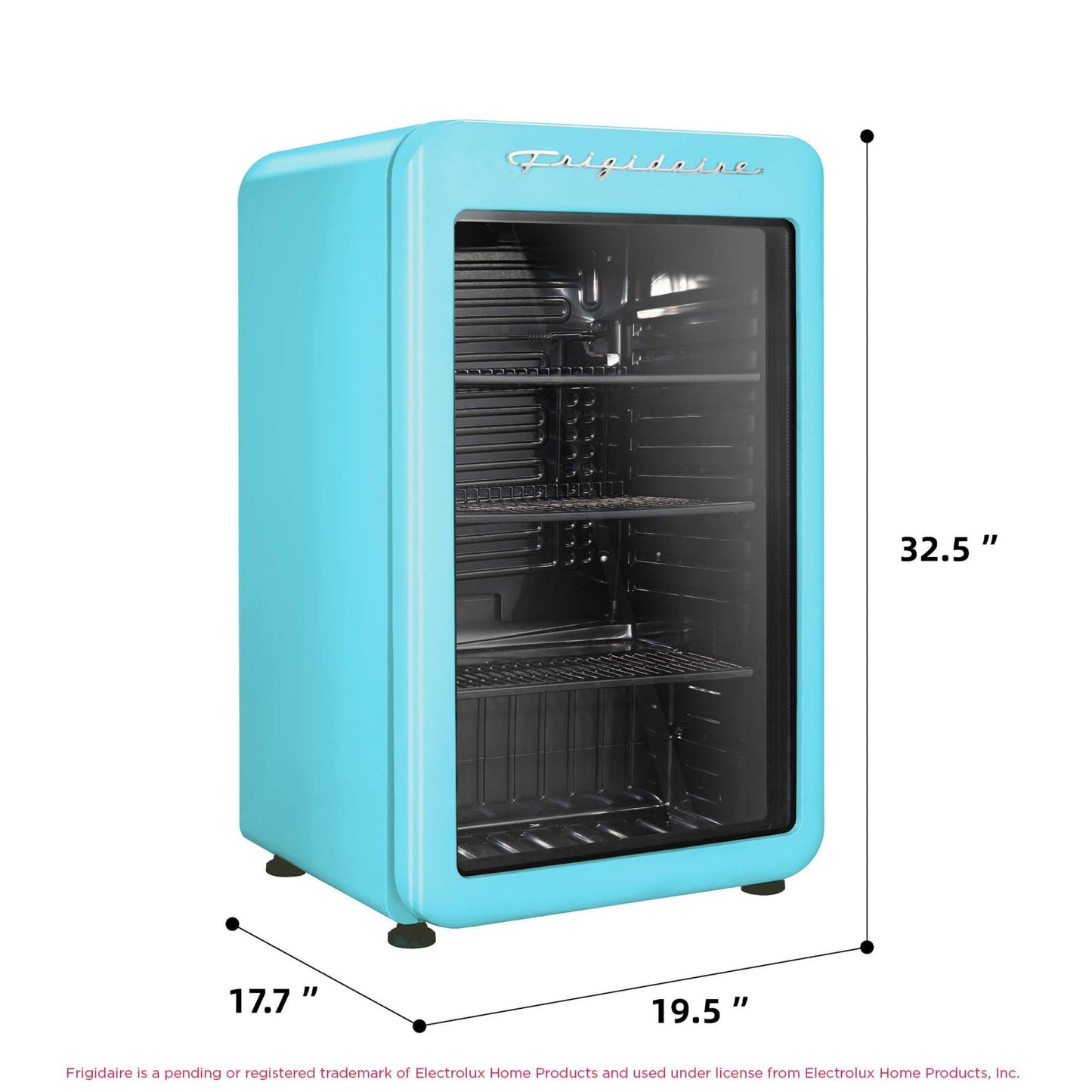 Frigidaire Retro Compact Refrigerator with Glass Door, 3.2 cu ft Countertop Fridge, Rounded Corners, Premium, for Office, Bedroom, Dorm Room, Cabin