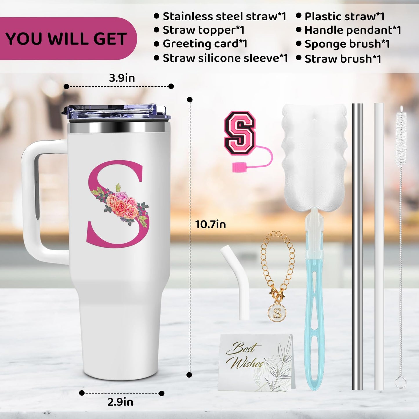 AiHeart Personalized Gifts for Women,Birthday Gift for Sister,Wife,Best Friend,Monogrammed Customized Gifts,Travel Tumbler,Iced Coffee Tumbler,for Christmas,Halloween-S