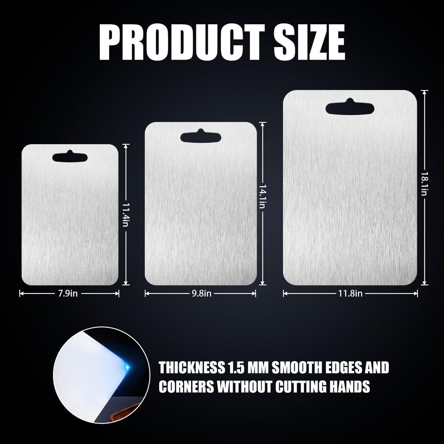 Cutting Board Double Sided,2 Pcs Vegetable Board With Sharpening Stone,Large Size+Small Size,Food Grade Stainless steel and Wheat straw PP Material,Eco-Friendly (Silver)