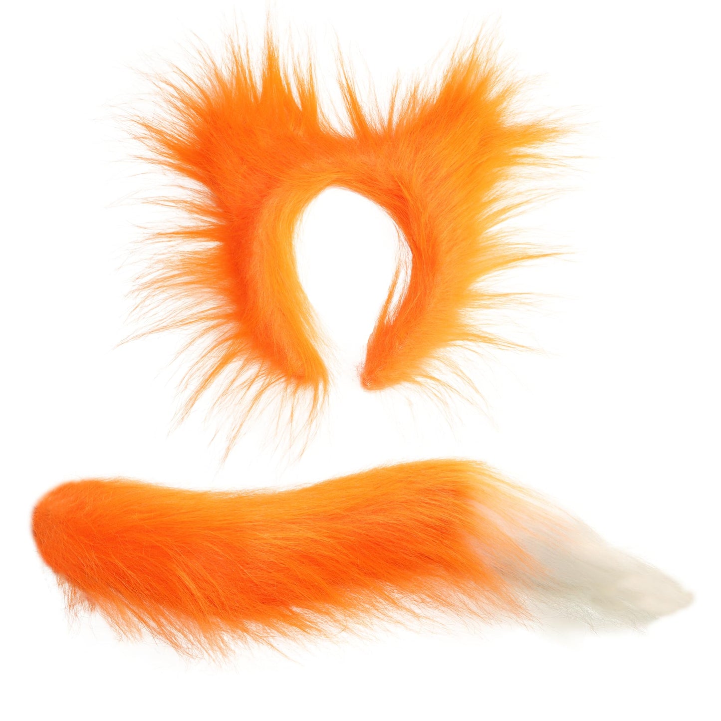 Fox Ears Headband, Tail and Paw Gloves Set- Faux Fur Fox Costume Accessory Set Orange