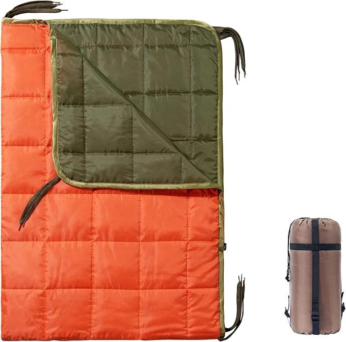 GHILEO Camo Poncho Liner, Army Blanket, Military Sleeping Bag, with A Compression Carrying Bag, for Traveling, Hiking, Cam...