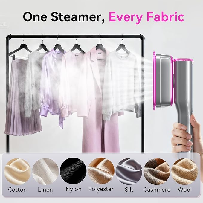 DIGIX 2-in-1 Steamer & Iron, 10s Heat-up, LED Display, 6 Modes, 130ml Large Tank, Self Clean, 1200W Travel Steamer for Clothes, Portable Handheld Garment Steamer for Travel Home Office, Auto-off, 120V