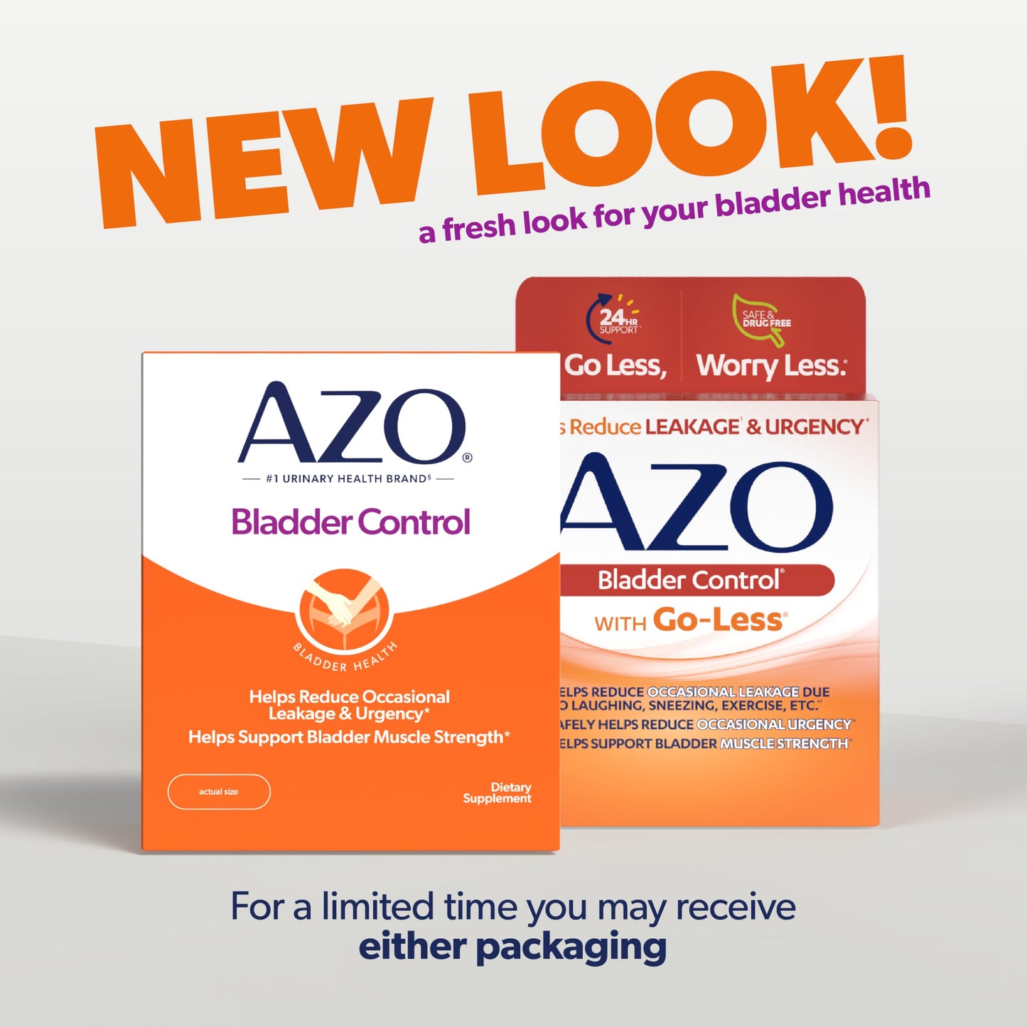 AZO Bladder Control with Go-Less Daily Supplement | Helps Reduce Occasional Urgency, leakage due to laughing, sneezing and exercise††† | 72 Capsules