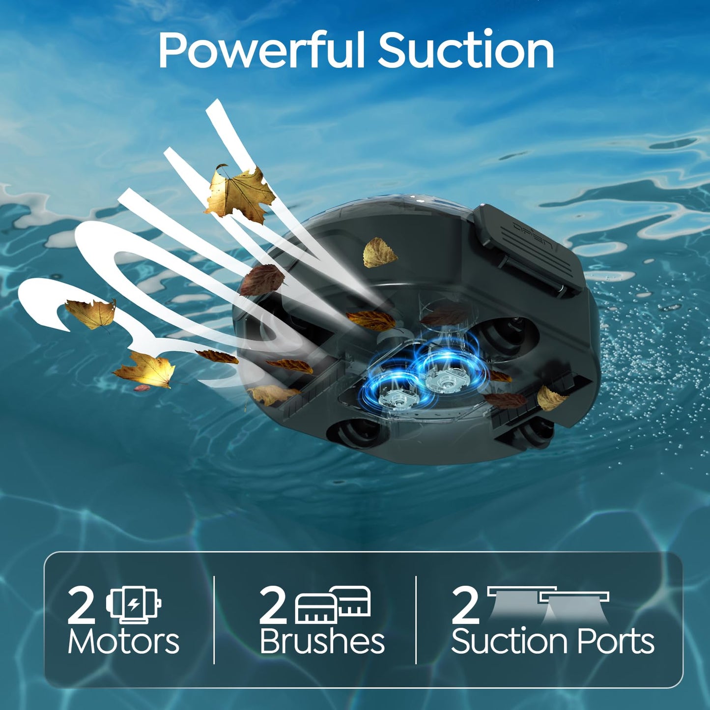 S2 Cordless Robotic Pool Cleaner for Above Ground Pools, Cordless Pool Vacuum, Dual-Layer Filtration, 90-Min Cleaning Cycle, Small-Medium Pool Coverage, Self-Parking (Transparent Black)