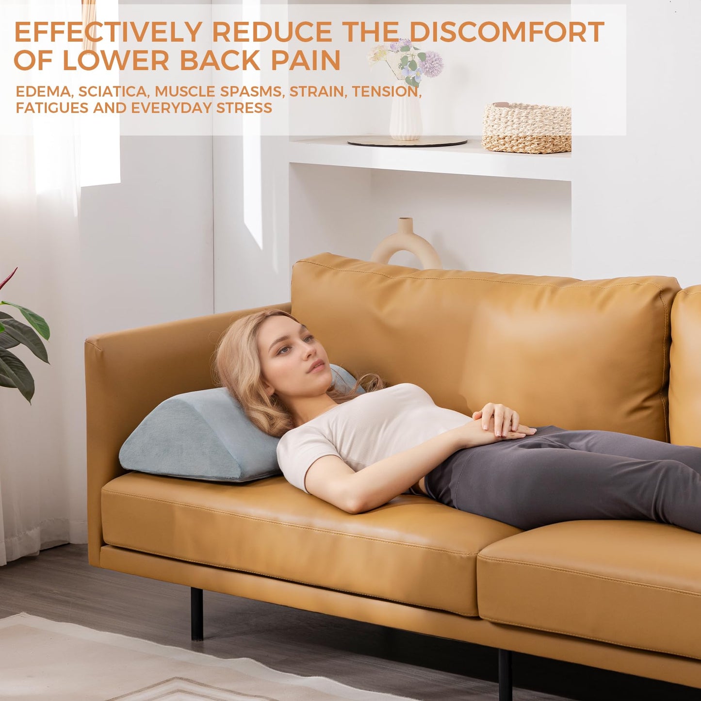 Knee Wedge Pillow 6.3'' for Post-Surgery Recovery - Leg Elevation Support for Sleep Position,Alleviating Lower Back & Hip Pain Enhancing Circulation in Ankles Legs Triangle Pillow with Removable Cover