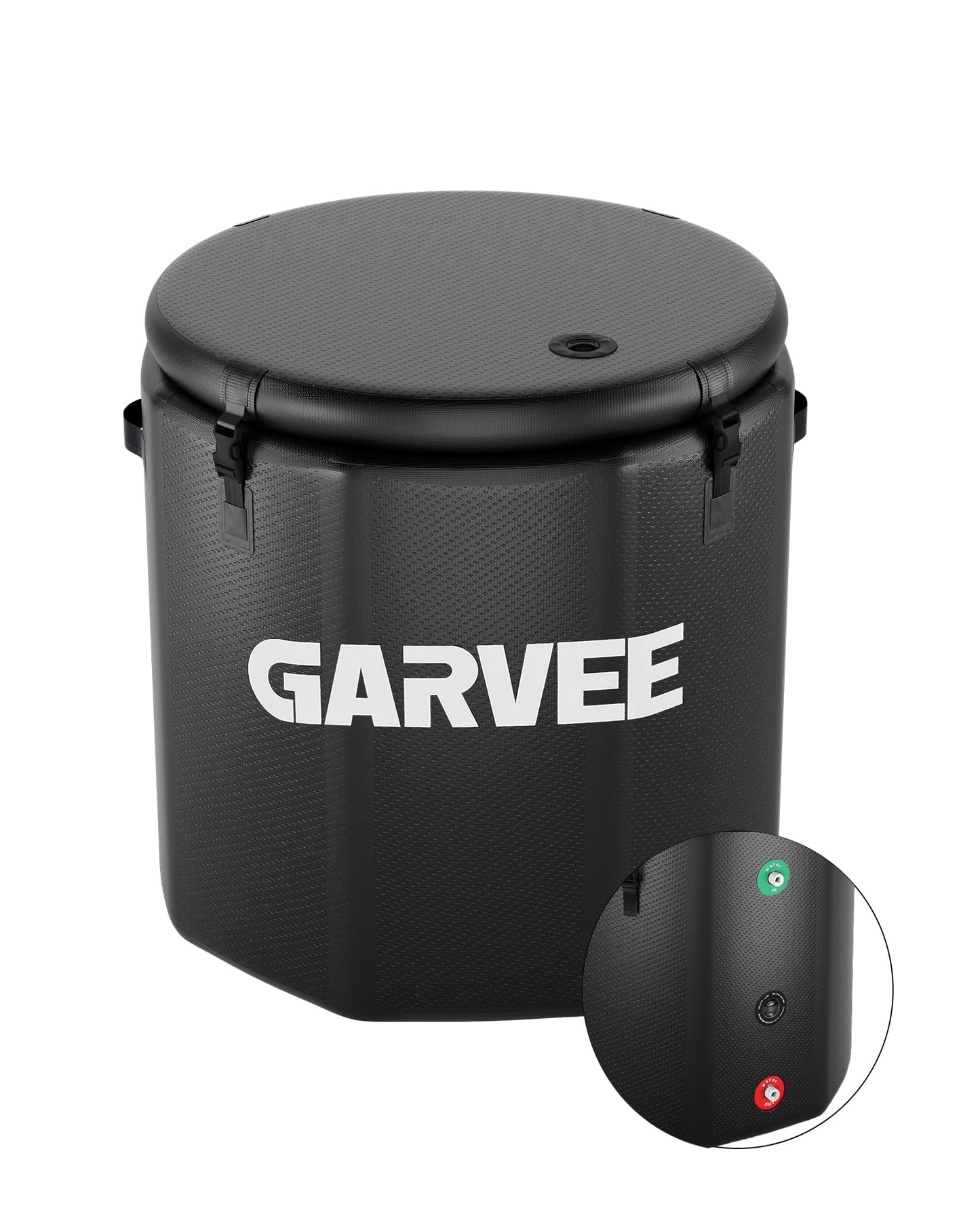 GarveeTech Ice Bath Tub for Athletes, Compatible with Water Chillers, 186Gallon Inflatable Cold Plunge Tub with Insulated Lid, Portable Cold Water Therapy Ice Pod for Recovery (Black, 186Gallon)
