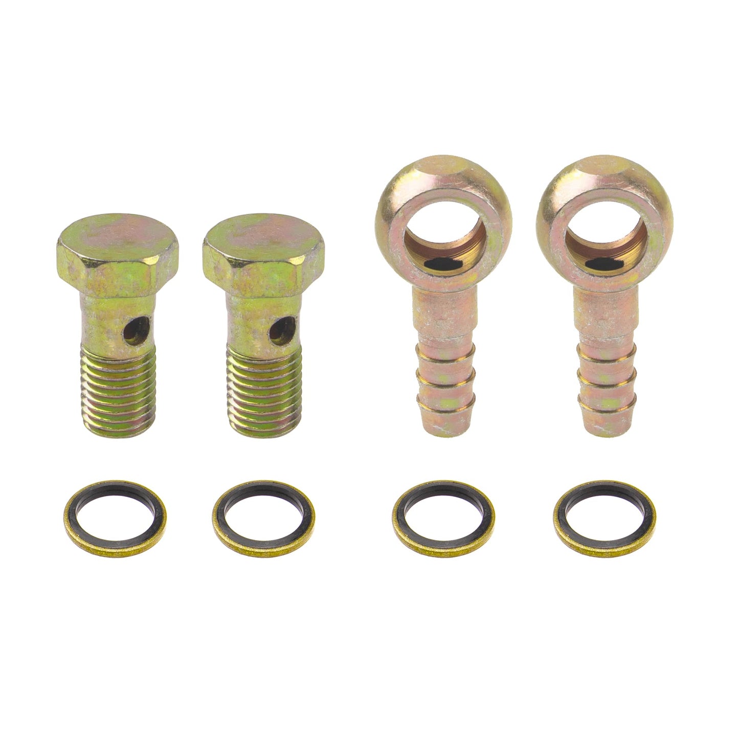 Rrina 2 Sets M12 Banjo Hose Barb Bolt Fittings Banjo Bolt Screw Crush Washer Kit For Car Motorcycle (M12X1.5)