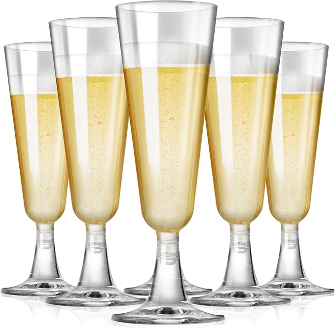 SUREHOME Plastic Champagne Flutes Disposable Champagne Glasses 20 Pack 5 Oz Clear Plastic Mimosa Glasses Acrylic Wedding T...
