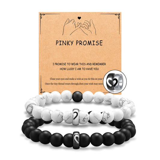UNGENT THEM Pinky Promise Matching Couples Bracelets Long Distance Relationship His Hers Christmas Valentines Birthday Gifts for Him Her Boyfriend Girlfriend Bf Gf
