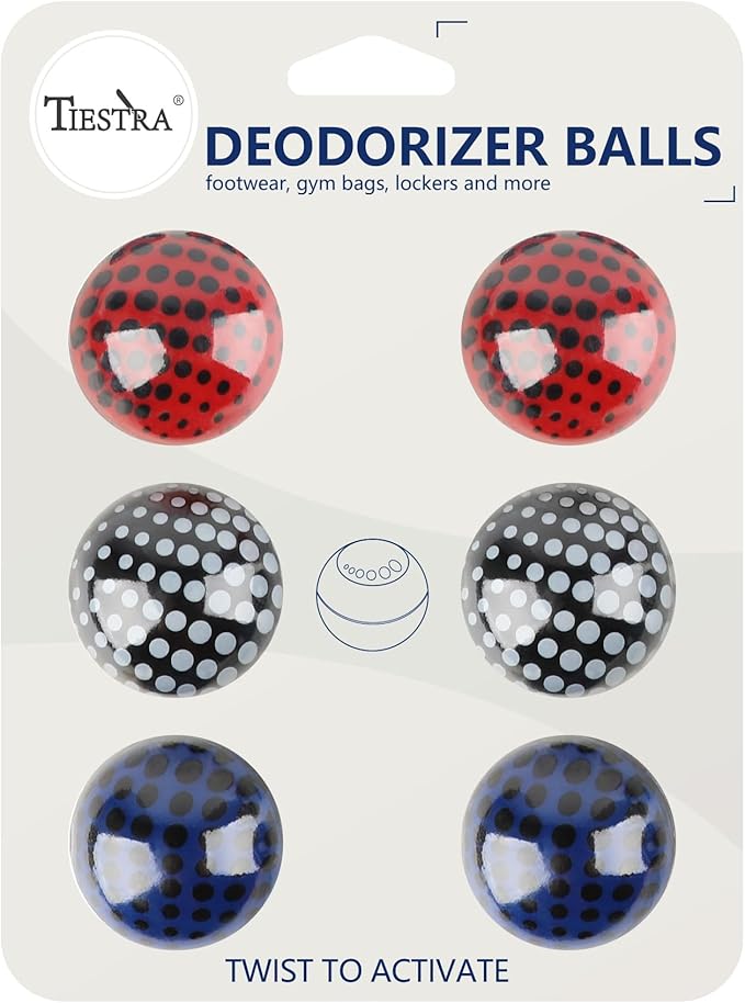 Shoe Deodorizer Balls (6 Pack) – Odor Eaters for Sneaker | Long-Lasting Odor Eliminator Air Freshener for Closet, Locker, Gym Bag, Drawer & Small Spaces | Cologne | Polka Dot