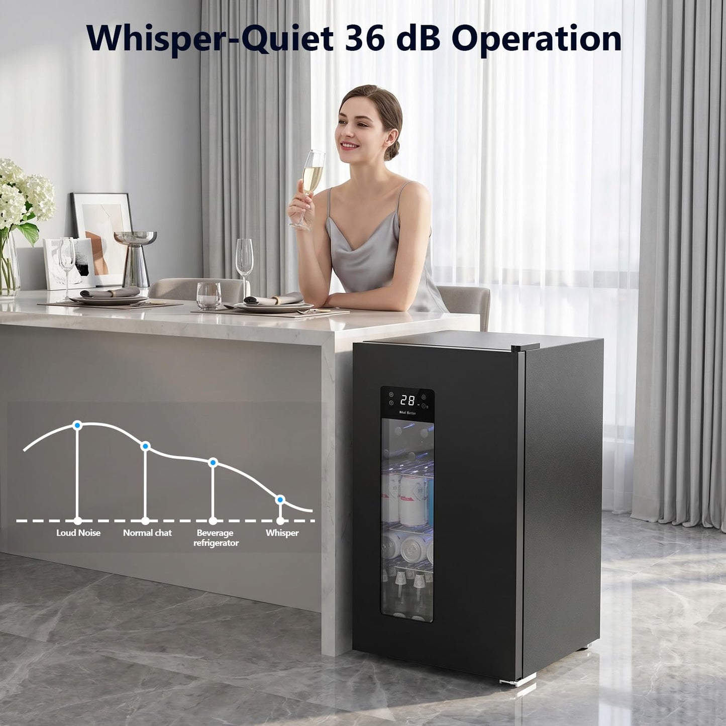 COWSAR 3.2 Cu.Ft Beverage Refrigerator, Electronic Control & LCD Display, 20-50℉ Temperature Range – Mini Fridge for Soda, Wine or Beer