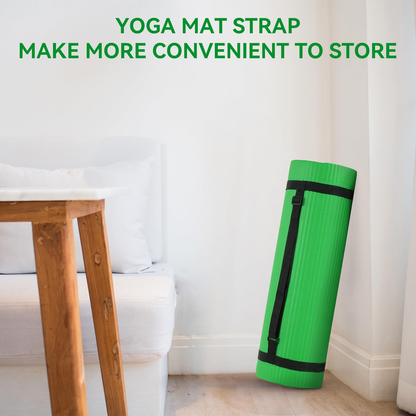 Fitvids 1/2-Inch Extra Thick High Density Anti-Tear Exercise Yoga Mat with Knee Pad and Carrying Strap, Green