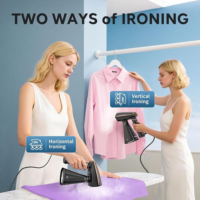 Travel Steamer for Clothes,25s Fast Heat-up,2 Steam Levels,1200W Garment Steamer,350ml Detachable Water Tank,Auto Shutoff,Portable Foldable Handheld Fabric Wrinkle Remover (120V Only)