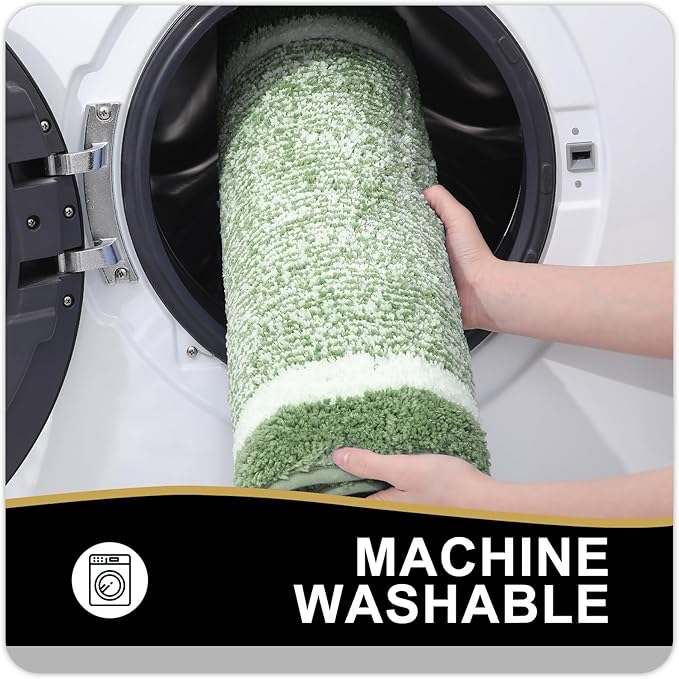 OLANLY Bathroom Rugs 24x16, Extra Soft and Absorbent Microfiber Bath Mat, Non-Slip, Machine Washable, Quick Dry Shaggy Bath Carpet, Suitable for Bathroom Floor, Tub, Shower (Small, (Sage Green)