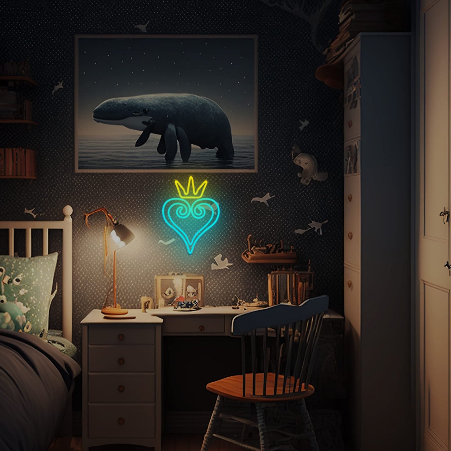 Manimo LED Kingdom and Hearts Neon Signs for Wall Decor, Anime Neon Sign, Neon Game Room Setup, USB Powered for Man Cave Game Home Party Bedroom Room Teenager Gamer Birthday Gifts(9.8 * 13in)