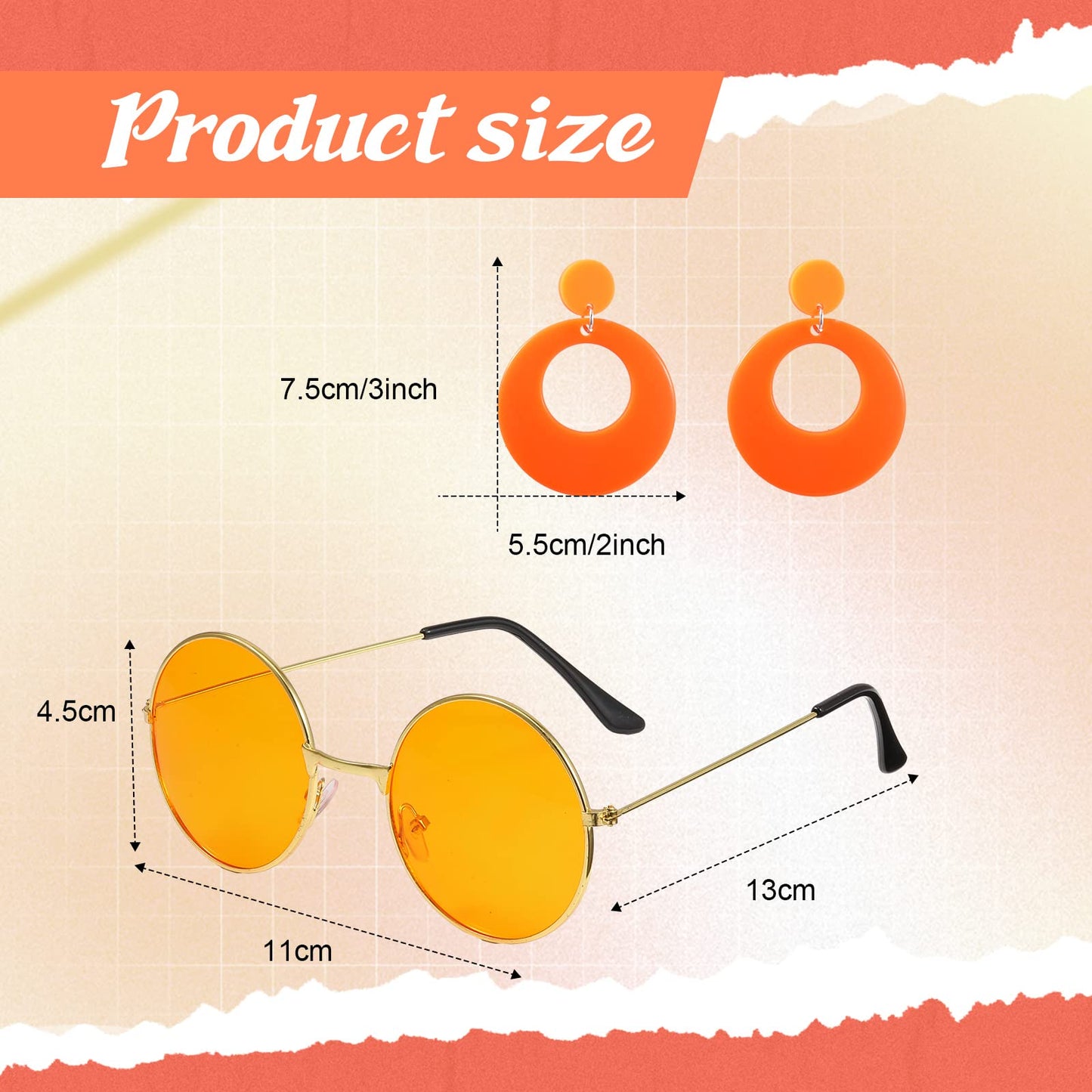 Leumoi 6 Pcs 60s 70s Disco Outfit Women Hippie Costume Accessories Flared Pants Headband Earrings Sunglass(Floral, Small)