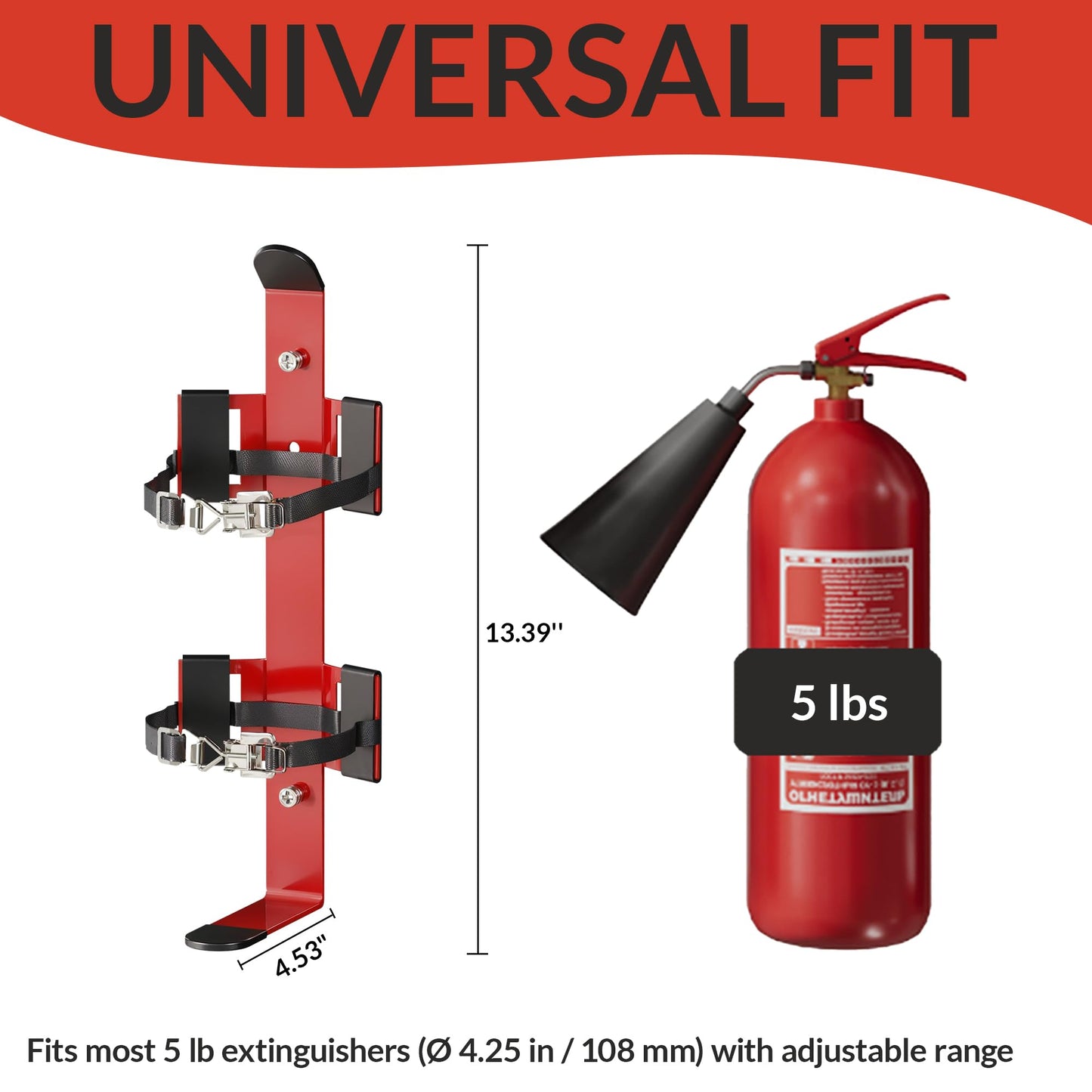 Truck-Grade Fire Extinguisher Mount – Anti-Vibration Bracket for 5 lb Extinguishers – Rugged, Secure Hold for Commercial Vehicles, Off-Road, RV & More