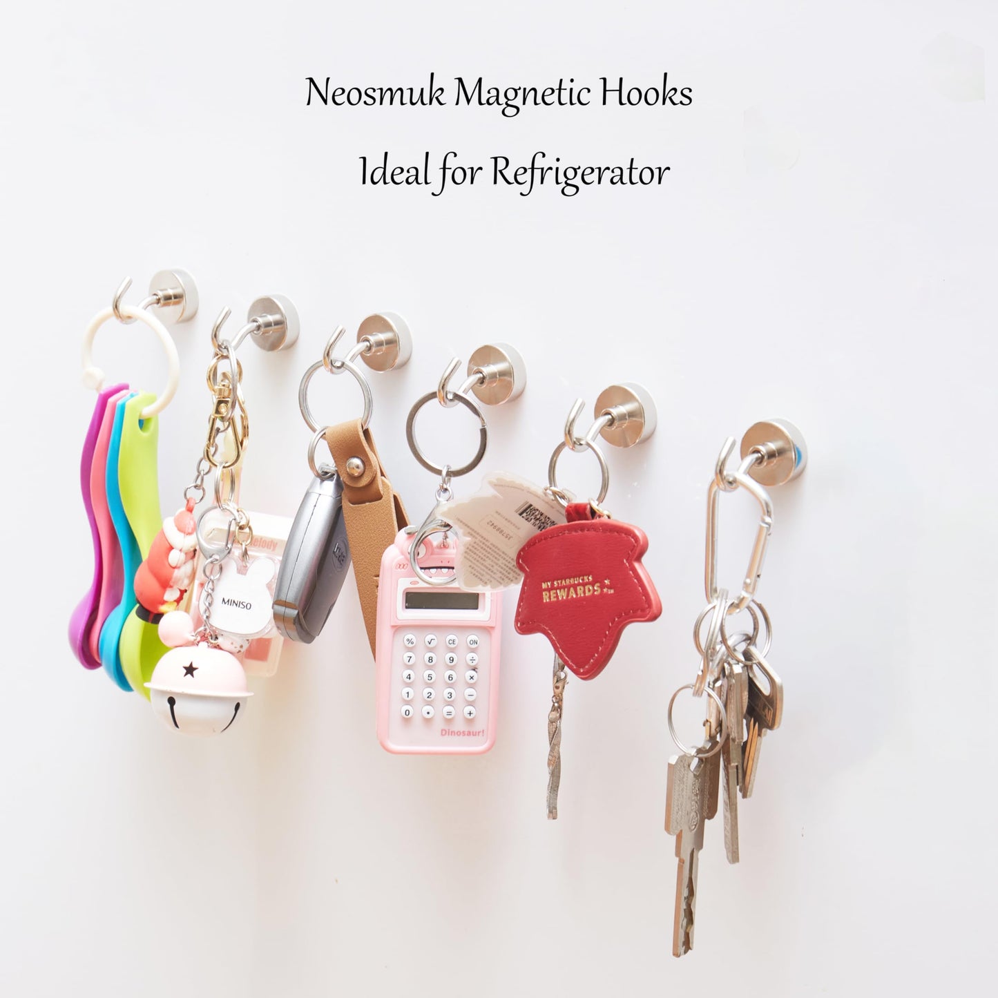 Neosmuk Magnetic Hooks,Heavy Duty Earth Magnets with Hook for Refrigerator, Extra Strong Cruise Hook for Hanging, Magnetic Hanger for Cabins, Grill (Silver, 6 Pack)
