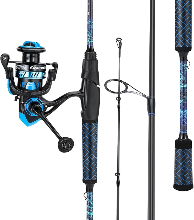 Sougayilang Spinning & Baitcaster Fishing Rod and Reel Combo,IM7 Graphite 2Pc Blanks, Stainless Steel Guides with Ceramic ...