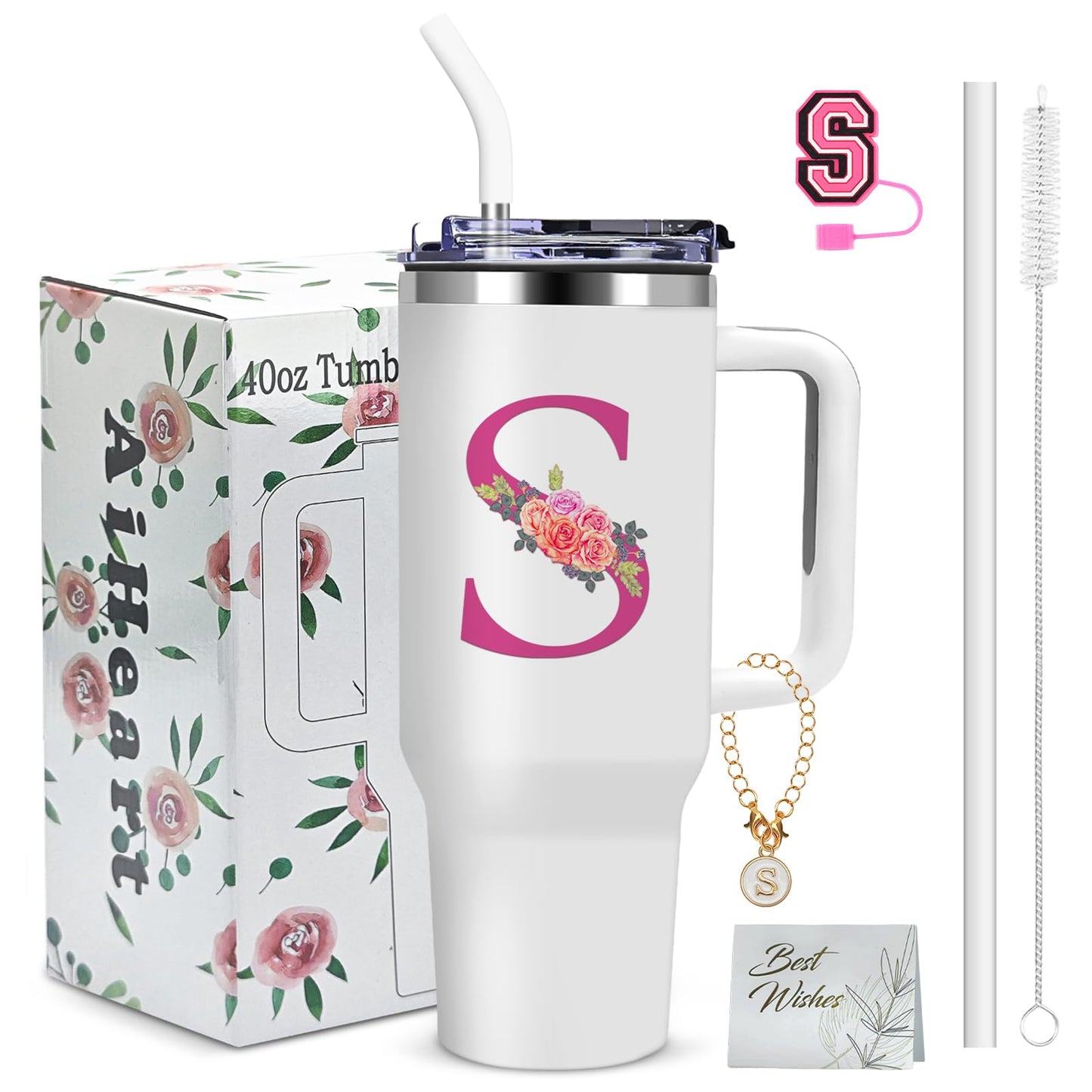 AiHeart Personalized Gifts for Women,Birthday Gift for Sister,Wife,Best Friend,Monogrammed Customized Gifts,Travel Tumbler,Iced Coffee Tumbler,for Christmas,Halloween-S