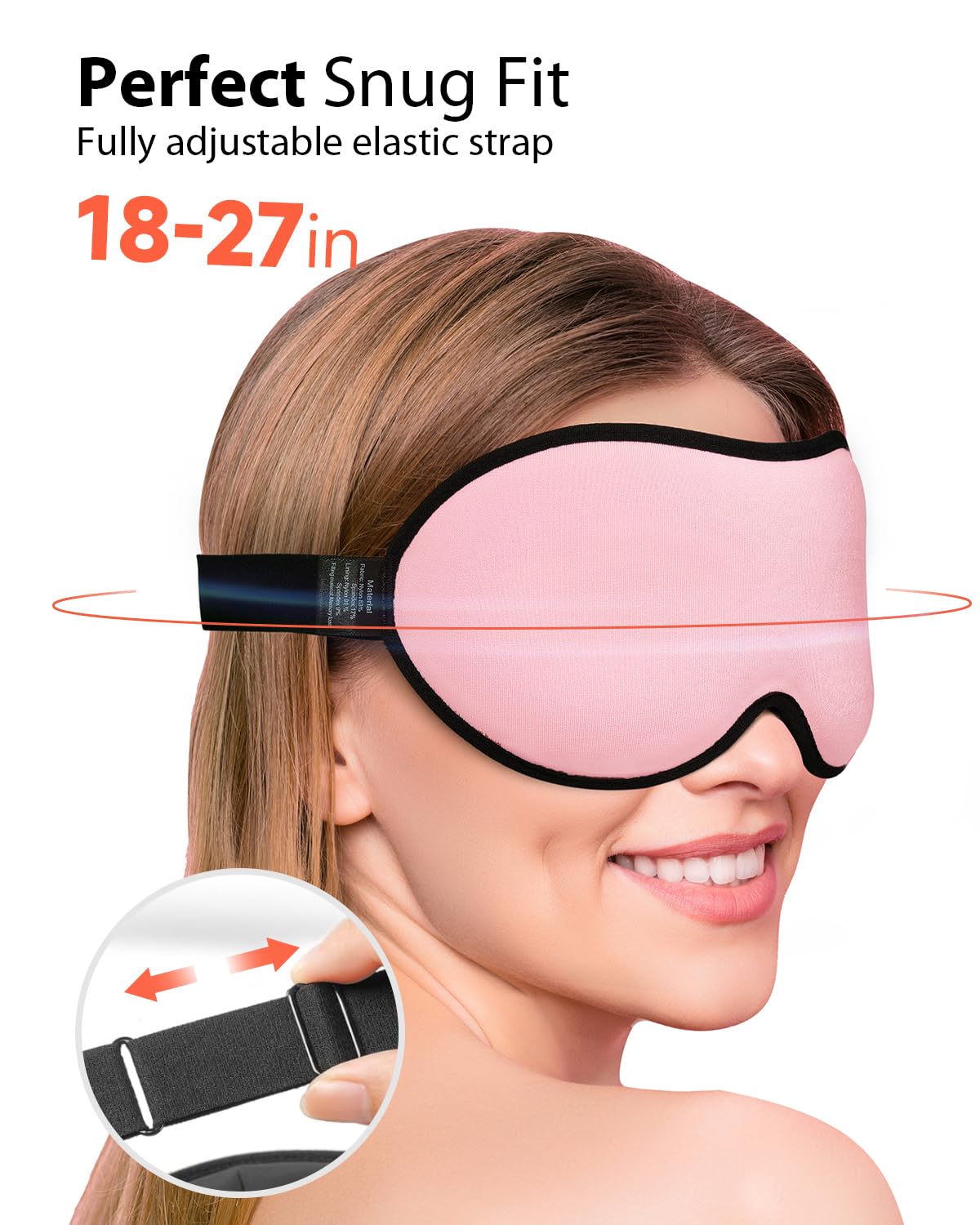 MABAO Weighted Sleep Mask - 100% Blackout Eye Mask for Sleeping for Women Men, 3D Contoured for Lash Extension, Zero Eye Pressure Memory Foam Cover, Soft Gentle Pressure Blindfold for Travel - Pink