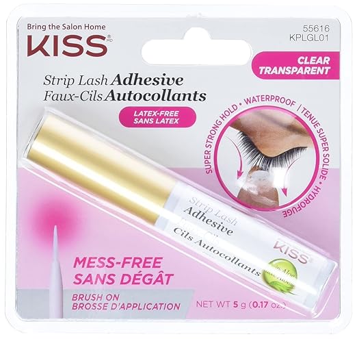 KISS Strip Eyelash Adhesive, Clear 0.176 Oz KPLGL01 (Pack of 2)