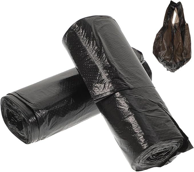100pcs Biodegradable Thickened Garbage Bags Disposable Plastic Rubbish Bags Strong Trash Liners for Home Bathroom Kitchen Office Use Black