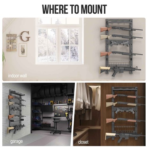 ONETIGRIS Gun Rack Wall Mount,Indoor Gun Rack for Wall with Shelf Horizontal and 1 Removable Gun Accessories Tray
