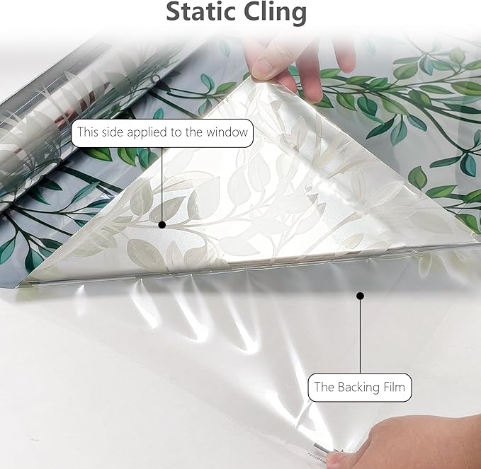 NINETREX One Way Window Privacy Film, Daytime Privacy Static Cling Sun Blocking Anti UV Reflective Window Tint for Home and Office 17.5 x 78.7 inches, Silver Leaf