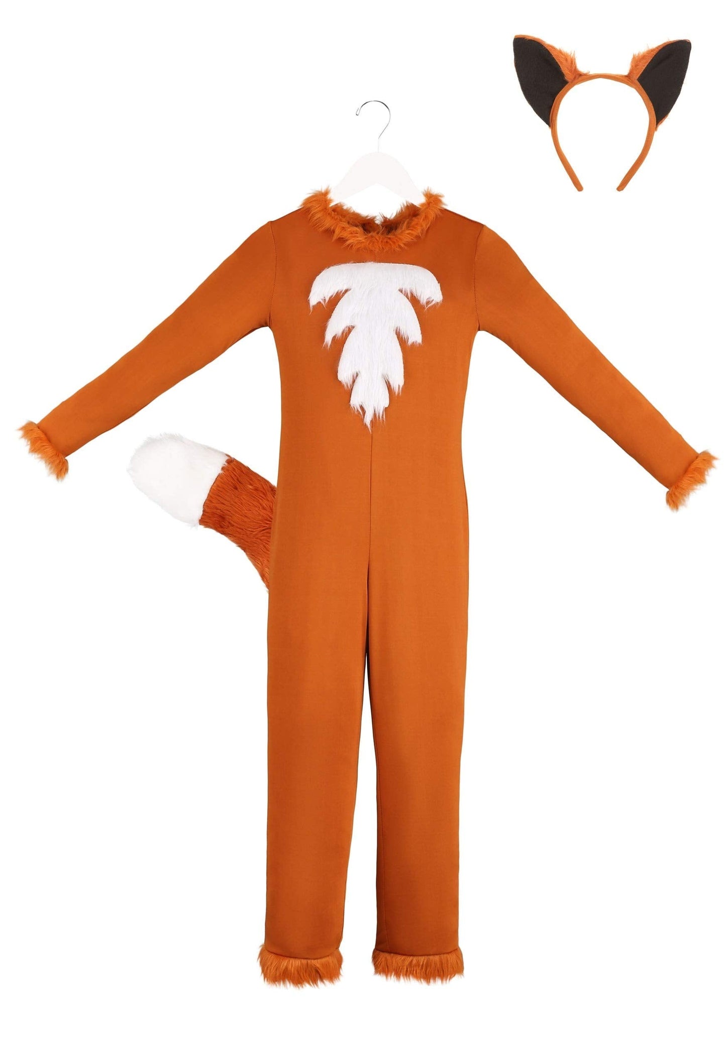 Girls Sly Fox Costume with Headband - Kids Woodland Animal Jumpsuit - Child Animal Halloween Costume Brown