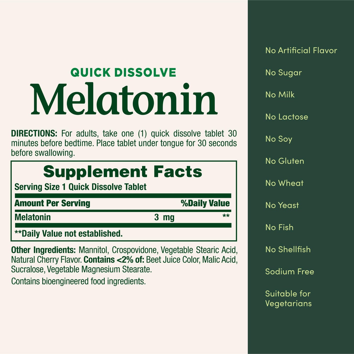 Nature's Bounty Melatonin 3mg Quick Dissolve, Sleep Aid Supplement, Sleep Aids for Adults, Cherry Flavor, 240 Count (Pack of 1)