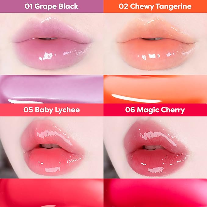 COLORGRAM FRUITY GLASS GLOSS 01 GRAPE BLACK | Non-Sticky Glossy Lip Tint with Glass-Like Shine | Long-Lasting Hydrating Lip Gloss for Smooth & Plump Lips