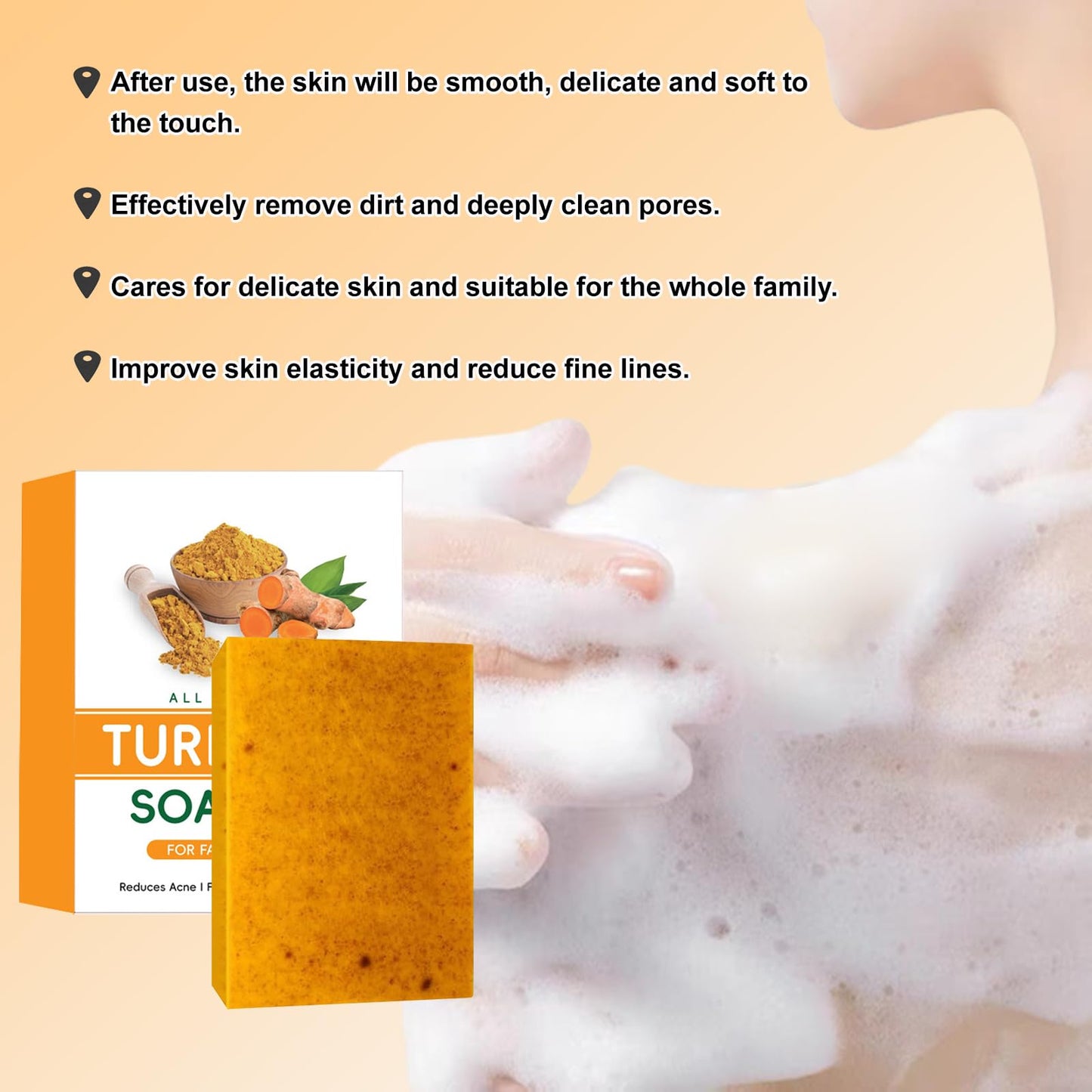 Turmeric Soap - Kojic and TurmericSoap, Jabon De Curcuma Para Las Manchas, Lemon Turmeric Kojic Soap Bar, for Face and Body, Moi