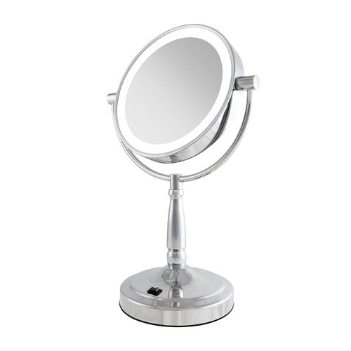 Zadro 9" Round LED Makeup Mirror with Lights and Magnification 5&10X/1X AA Battery Operated Swivel Lighted Makeup Mirror