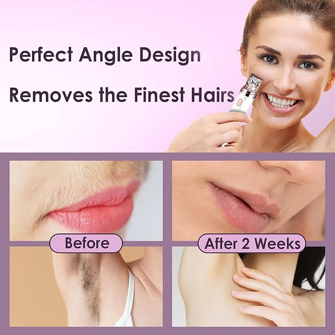 Hair Removal Epilator for Women, Gurelax Facial Epilator Hair Remover, Plucker for Face, Lip, 2-in-1 Epilation System, All Ages and Skin Types,with Brush, Pouch