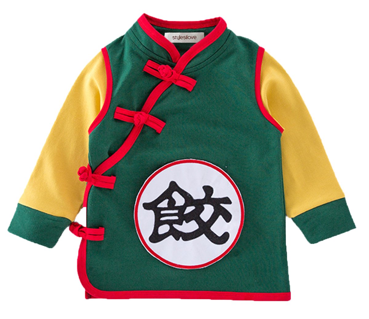 stylesilove Young Kids Baby Boys Traditional Asian Inspired Long Sleeved Top Sweatshirt, 3 Designs (18 Months, Dumpling Green)
