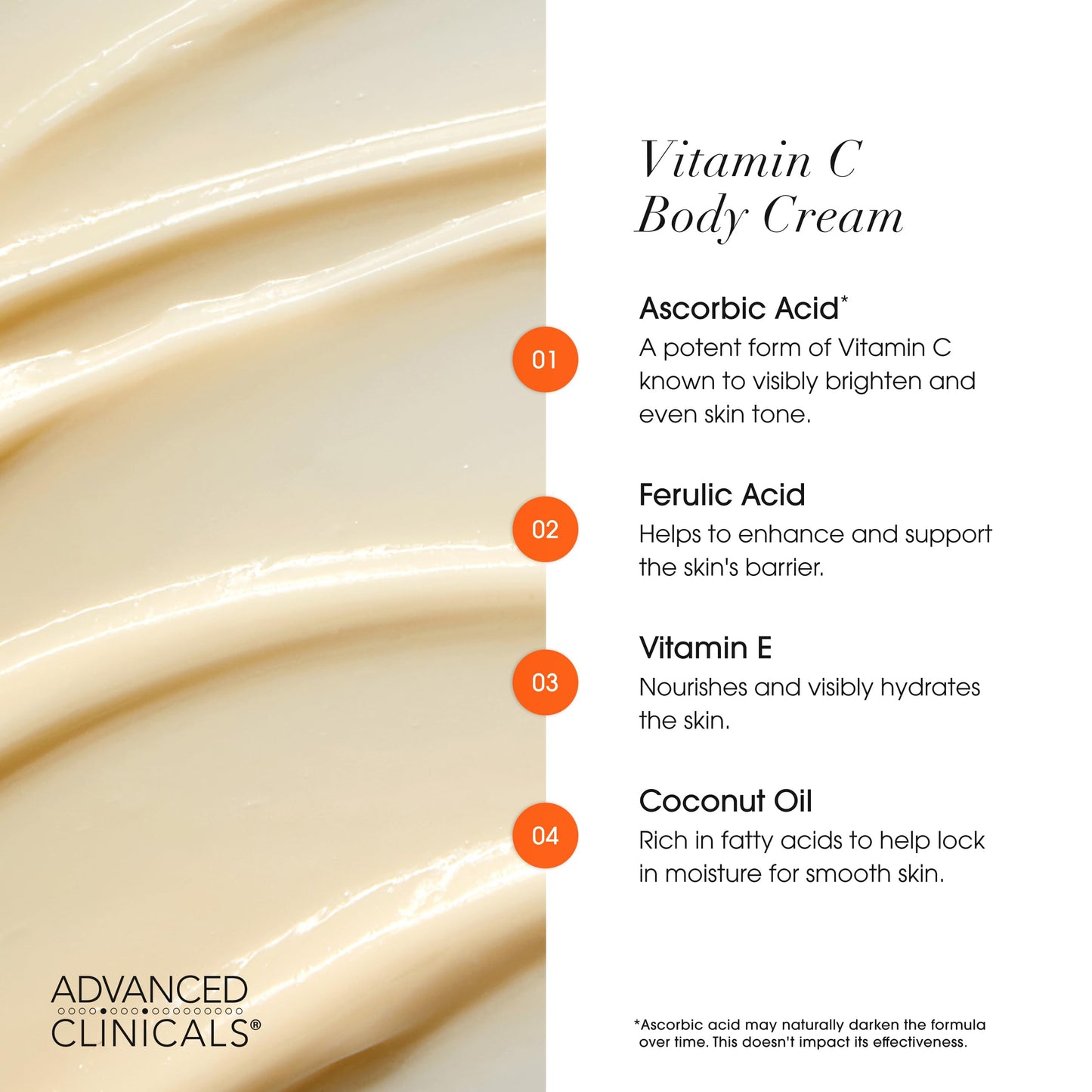 Advanced Clinicals Vitamin C Cream Visibly Brightening Body Lotion | Vitamin C Moisturizer Skin Care Body Cream For Women & Men