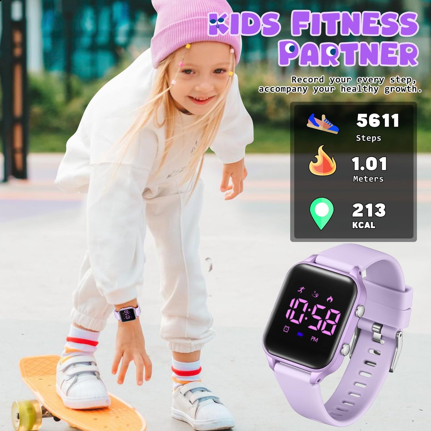 Timever Kids Digital Watches for Boys Girls, Sports Watch with Fitness Tracker, Pedometer, Alarm Clocks, Stopwatch, No App Needed Waterproof Kids Watch, Gift for Teens Student Girls Boys Ages 5-14