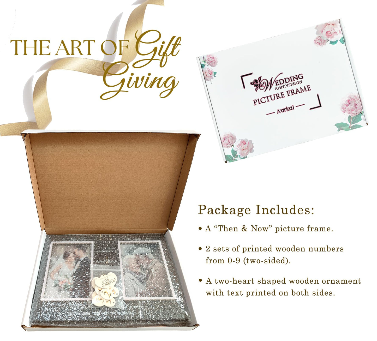 A'arkaJ Anniversary Wedding Gifts for Couple Parents Wife Husband, Then & Now Anniversary Picture Frames(3 Options)
